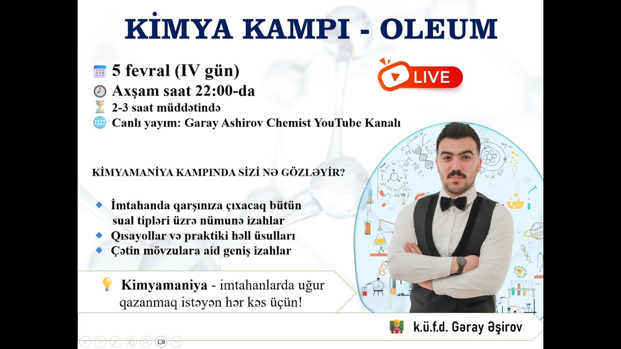 KİMYAMANİYA - OLEUM - KİMYA Kampi sual ve movzu izah  #kimya #abituriyent  #miq #sertifikasiya