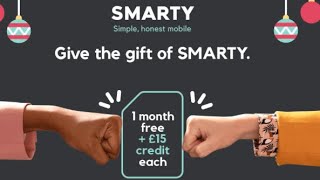free £15 & you still get a free month with Smarty. how to set up with referral code UPDATE