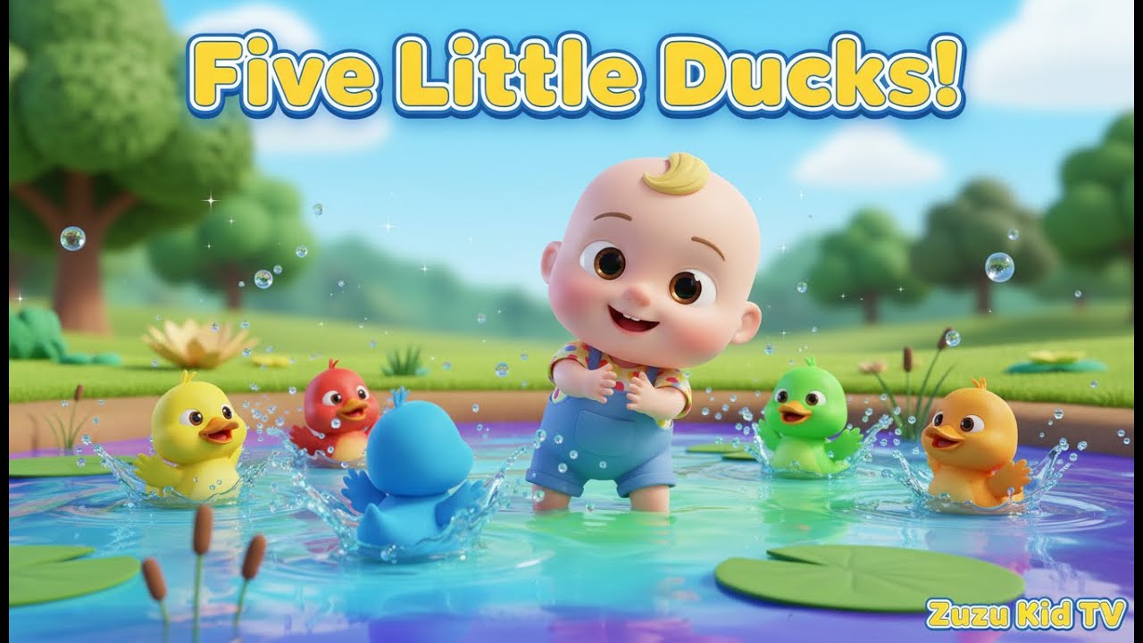 Five Little Ducks Color Splash Song with Zuzu – Nursery Rhyme, Counting, Colors, and Pond Adventure