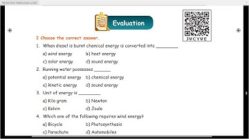 ENERGY - EVALUATION  - UNIT  3  -  TERM 1 - SCIENCE  - 5TH STANDARD  -  ENGLISH MEDIUM