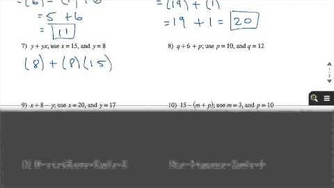 Evaluating Variable Expressions