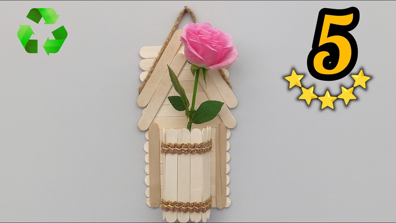 Handmade Popsicle Art | Floral Wall 🌸🎨