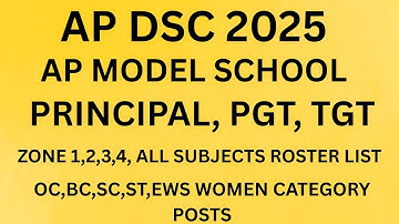 AP DSC 2025 MODEL SCHOOL TGT,PGT  VANCE LIST, ROSTER LIST|ZONE I,2,3,4, WISE OC,BC,SC,ST,EWS,WOMEN