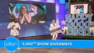 Ellen Celebrates 3000 Shows With Huge Giveaways