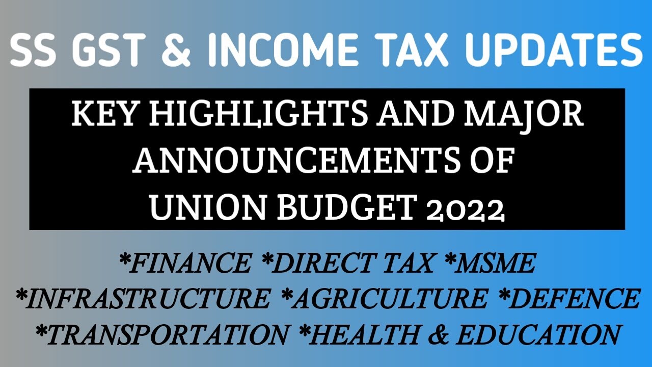 KEY HIGHLIGHTS OF UNION BUDGET 2022/ 