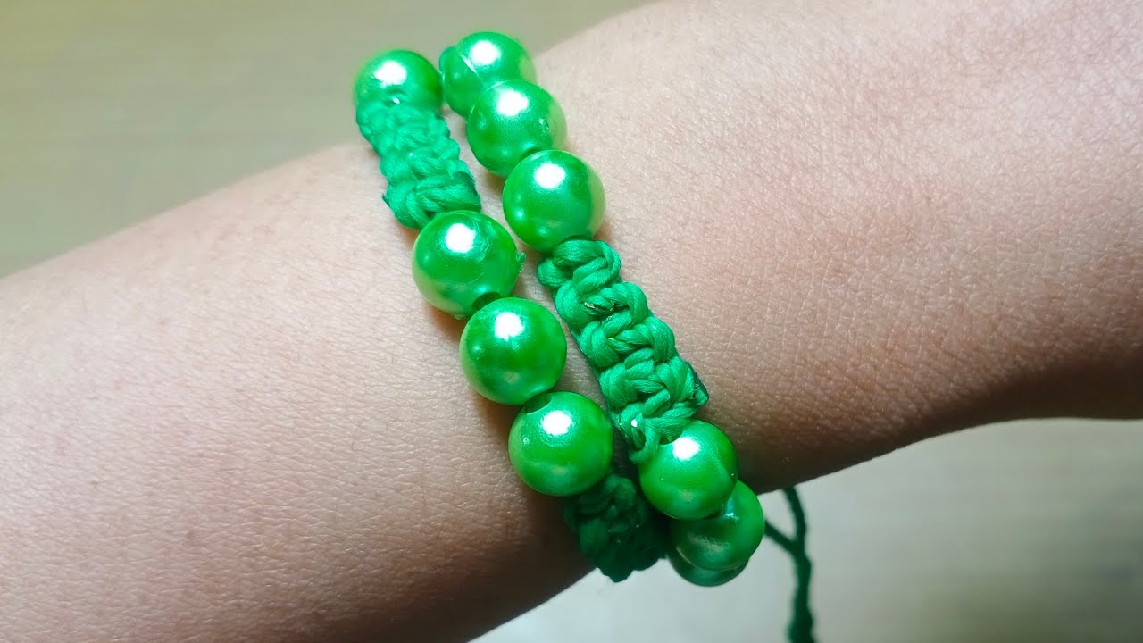 how to make a double macrame bracelet with square knots and synthetic ...