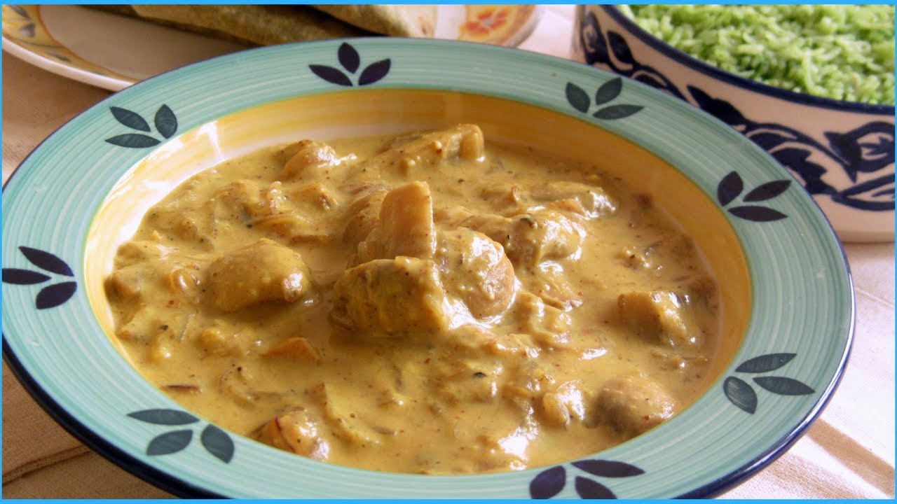 Mushroom korma with spinach rice restaurant style Simple Indian veg curry Healthy Indian