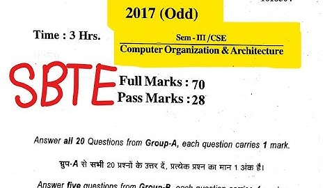 Cse 3rd sem COA 2017 previous year question bank || computer science engineering