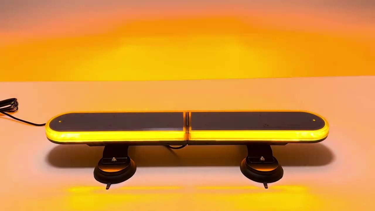 Belka led mini slim black ostrzegawcza żółta na dach przyssawki magnes tryby błysku 12v 24v BLK0056