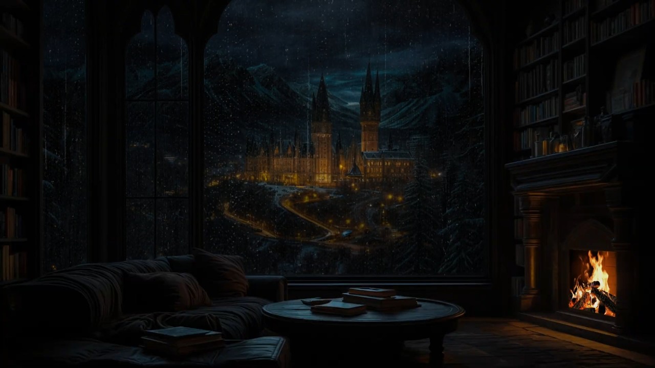 FALL INTO DEEP SLEEP 🏰❄️ Cozy Fireplace & Rainy Winter Castle • Healing Stress, Anxiety & Depression