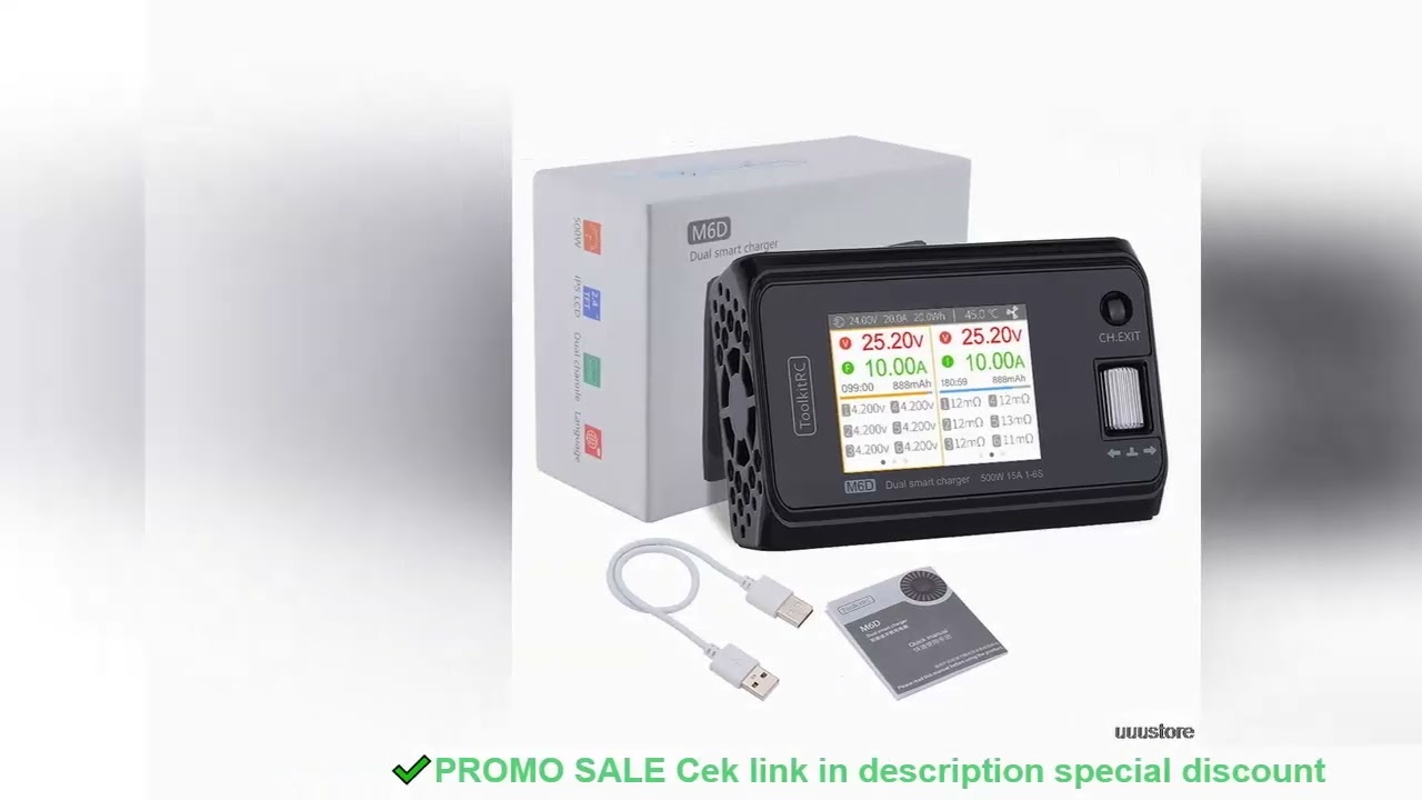 ToolkitRC M6D V3 500W 15A DC Dual Channel MINI Smart Charger Discharger For 1-6S Lipo Battery FPV Mo