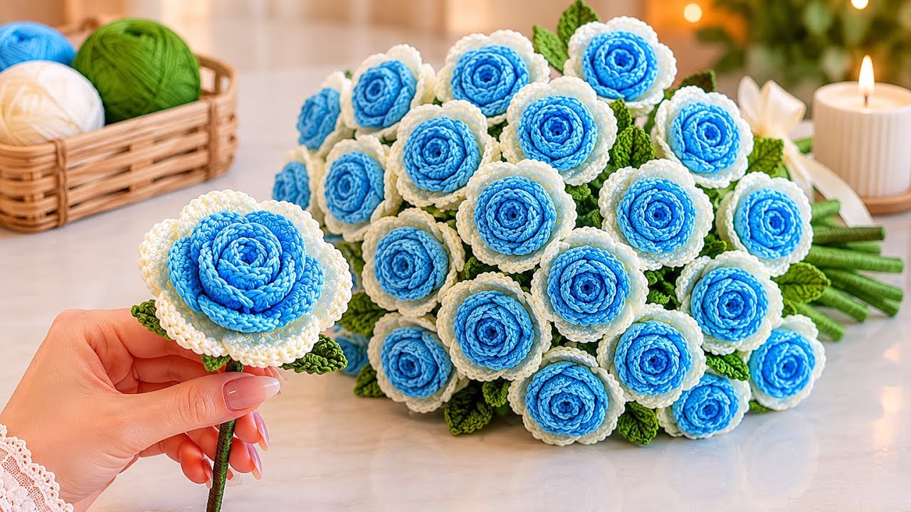 Amazing and Easy Crochet Decorative Rose Making 🩵#crochet