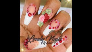 acrylic heart nails nail