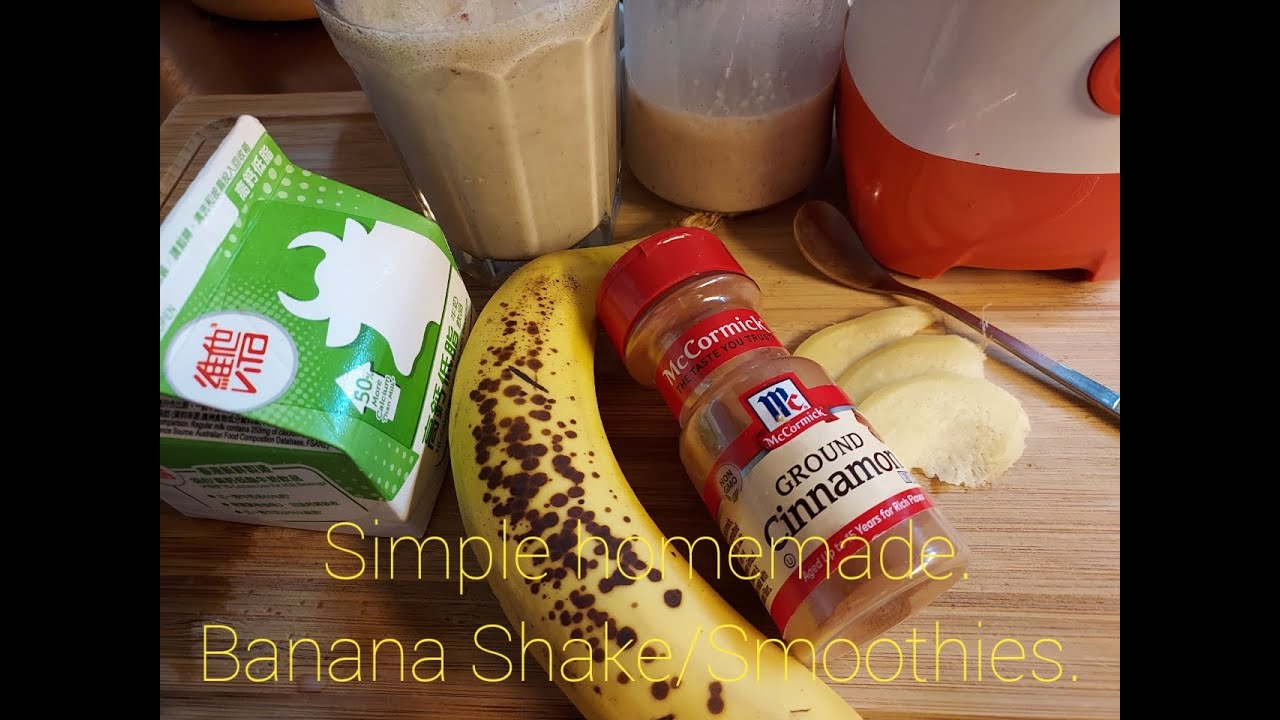 Banana Smoothies.Banana Shake.Simple recipe homemade banana shake