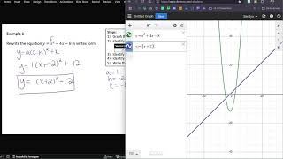 5.06 Desmos Method: Standard to Vertex Form