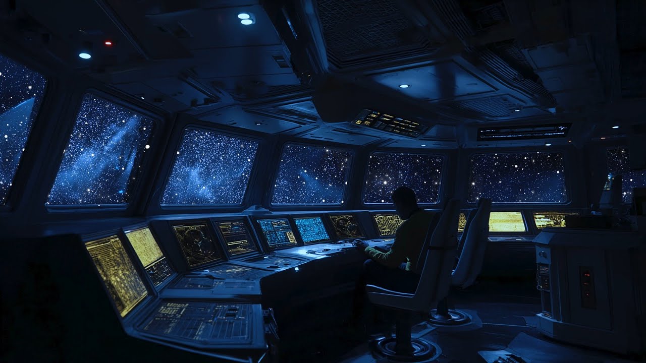 Space Ambience 4K 🚀 Calm Starship Control Room | Deep Focus