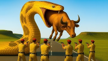 Heroic Team Saves Poor Mother Cow from a Deadly Giant Python Attack
