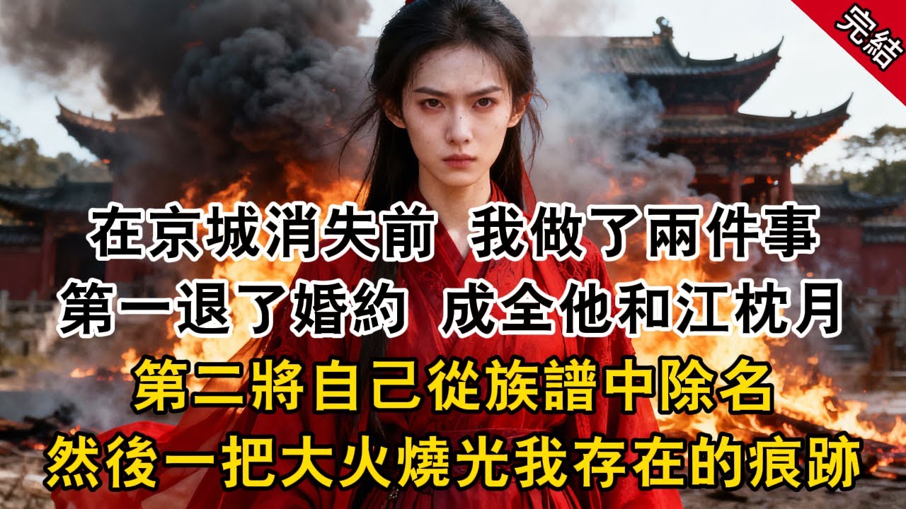 在京城消失前 我做了兩件事，第一退了婚約 成全他和江枕月，第二將自己從族譜中除名，然後一把大火燒光我存在的痕跡...