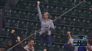 Fan makes nice snag on foul, celebrates grab