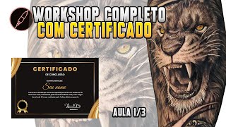 Como fazer tatuagem de leão, passo a passo completo com certificado 1/3