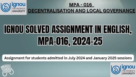 IGNOU MPA 016 Solved Assignment 2024-25 in English | #ignoumso #mpa016 #solvedassignments #mso #yt