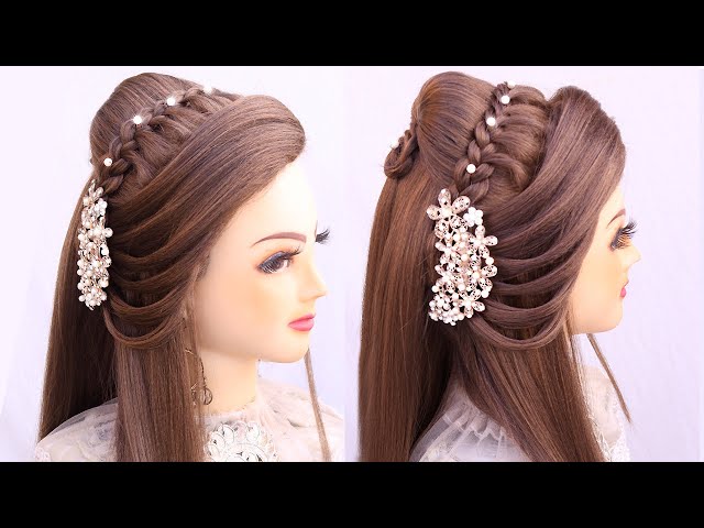 bridal hairstyle kashees l front variation l short hairstyles l mehndi hairstyle l engagement look