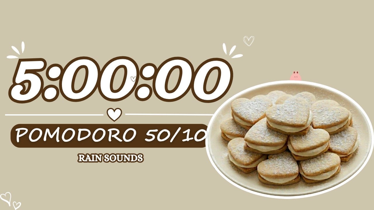5 Hour Study With Me | No Music, Soft Rain Sounds | Pomodoro 50/10 ...