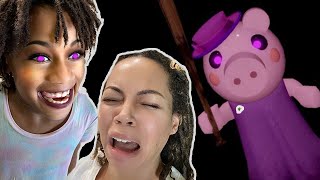 Here Piggy Piggy! Mommy Can't Win in Roblox and Gets Mad! LOL