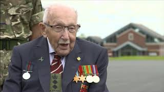 Captain Sir Tom Moore at Harrogate army training college honour (UK) - ITV News - 3rd August 2020