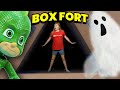 Assistant Plays Hide & Seek Game with PJ Masks in Haunted Barnyard Box Fort