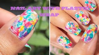 Easy Nail Art with Plastic Wrap at home || Nail Art Compilation || #youtube #nailart #nailtutorial