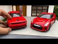 Mini Dodge Challenger Hellcat vs Nissan GT-R R35 Diecast Model Cars | Miniature Automobiles