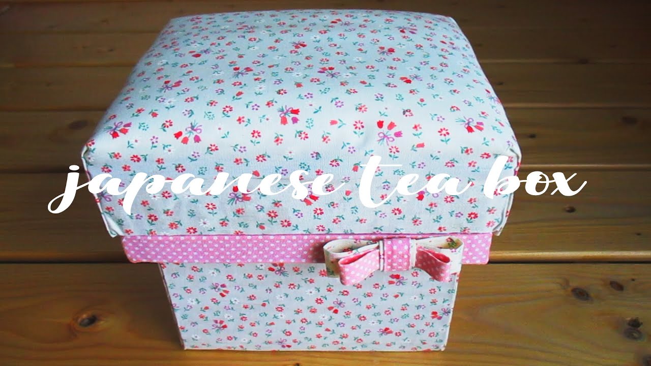 茶箱 を宝箱風に  縦42  横52  奥37  中  蓋  トタン張り Japanese tea box tutorial using cardboard and cloth - YouTube