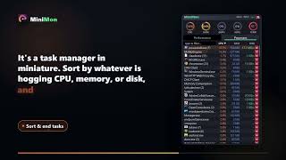 MiniMon — a tiny always-on-top system monitor & mini Task Manager for Windows screenshot 1