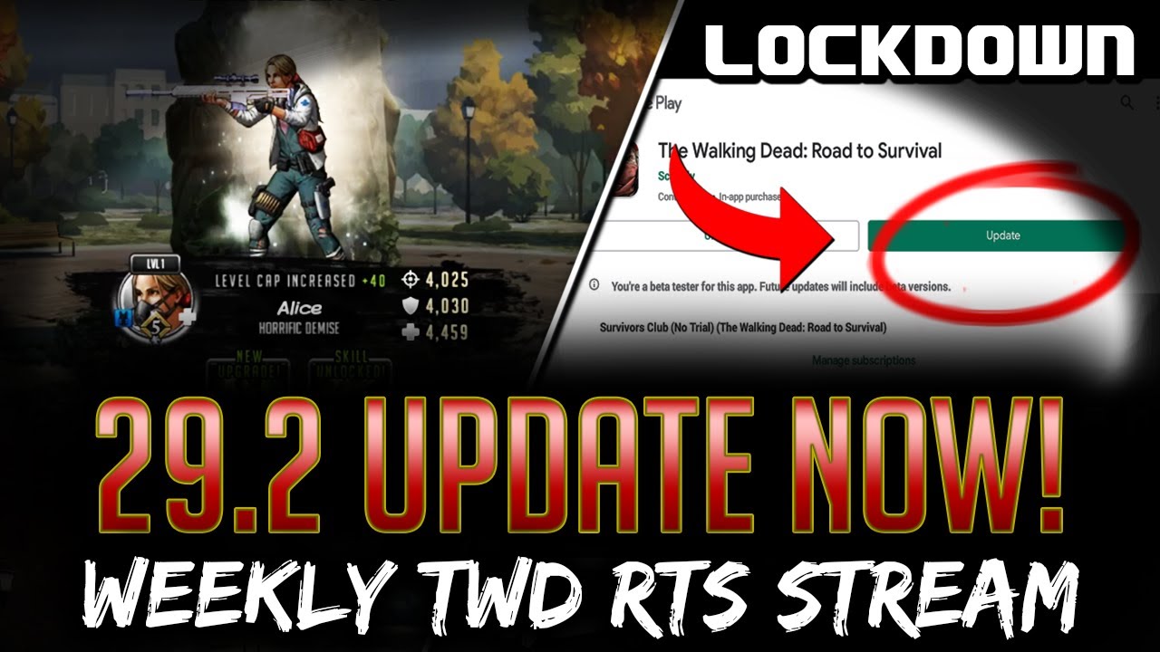 29.2 Update NOW! Weekly TWD RTS Stream  The Walking Dead: Road to Survival Conquest