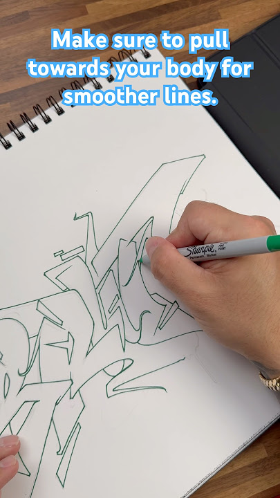 Quick tips on outlining graffiti sketch on paper using ink pen. #sketchbook #graffiti #art