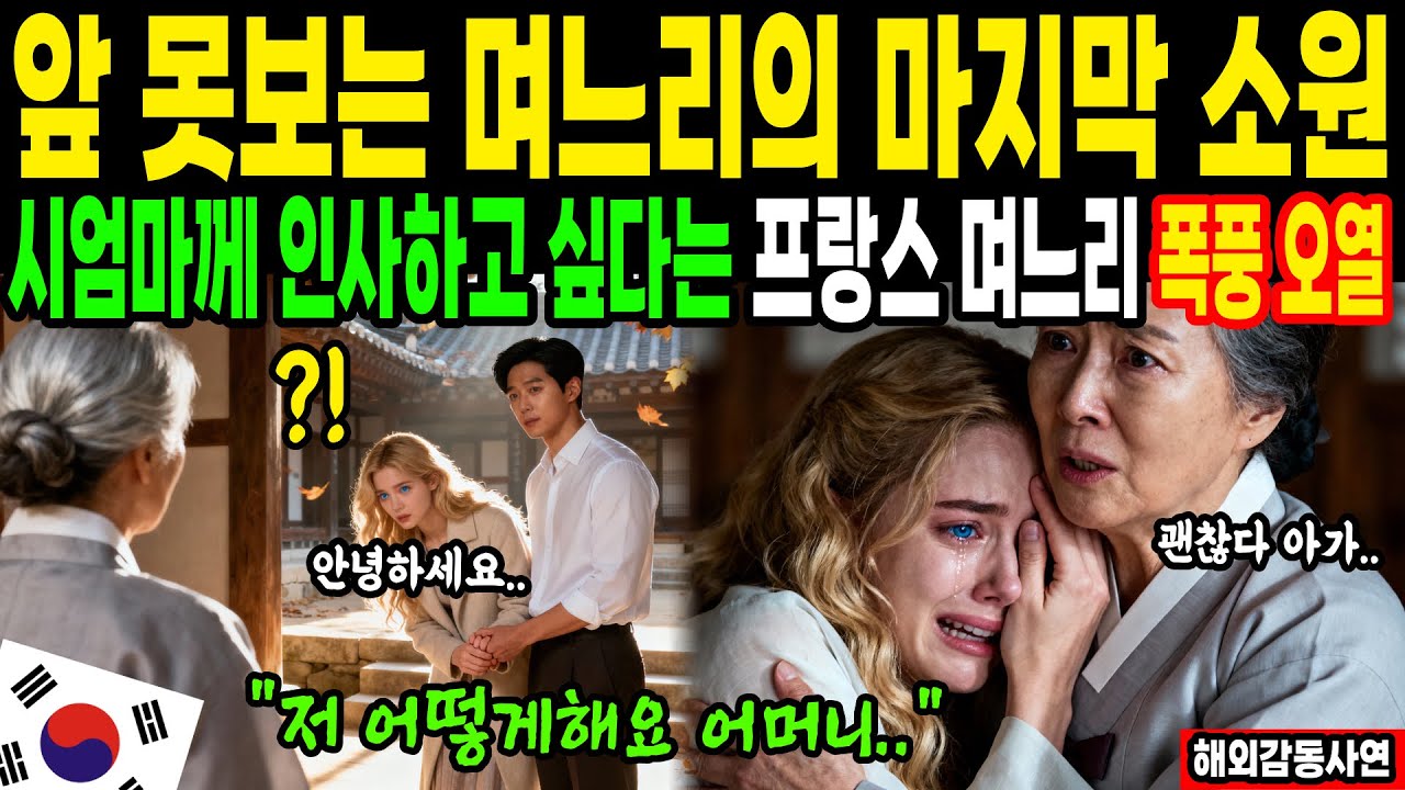 [해외감동사연] 앞 못 보는 며느리의 마지막 소원, 시어머니께 인사하고 싶다는 프랑스 며느리가 한국 오자마자 오열한 이유