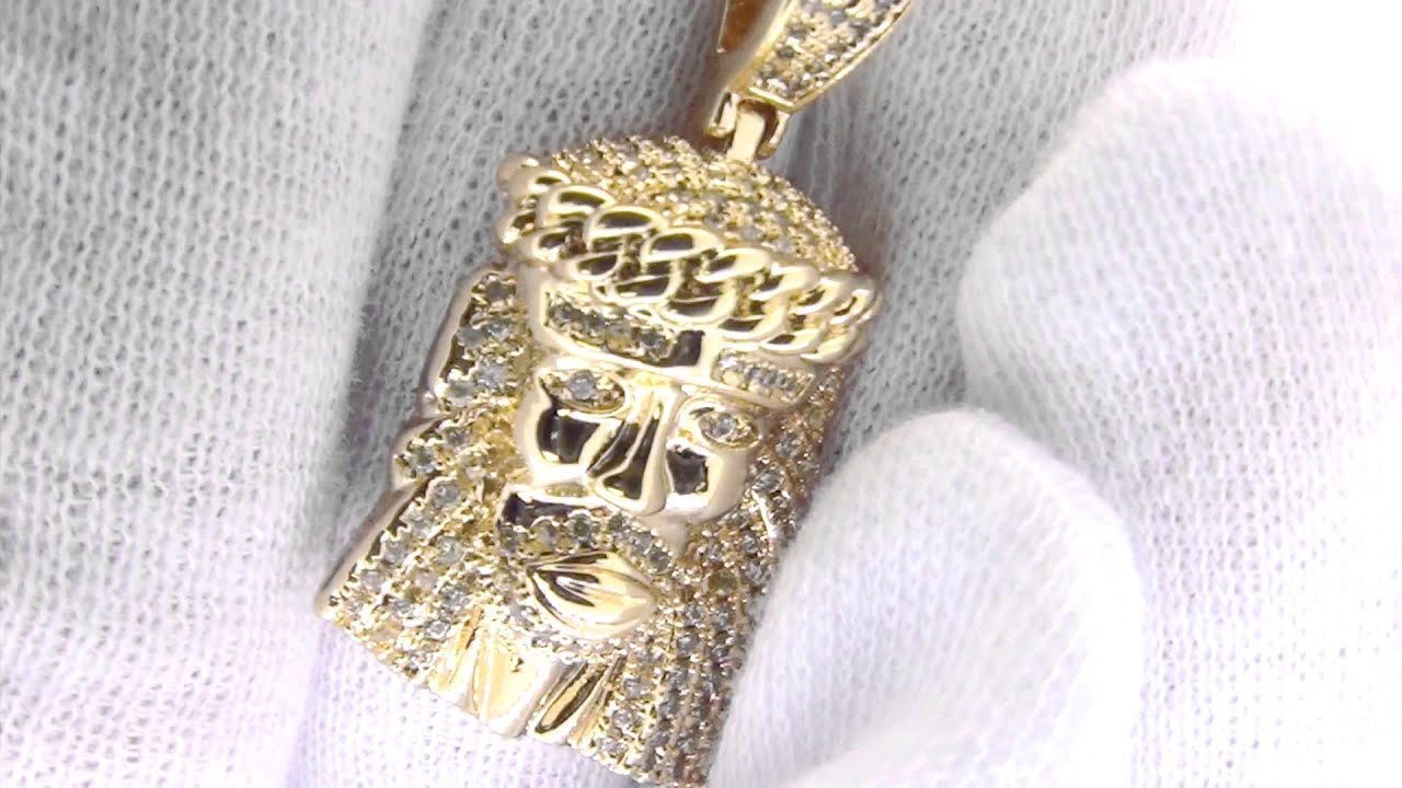 Lemonade Cuban Crown Mini Jesus | Solid Back | Gold Micro Hip Hop Jewelry