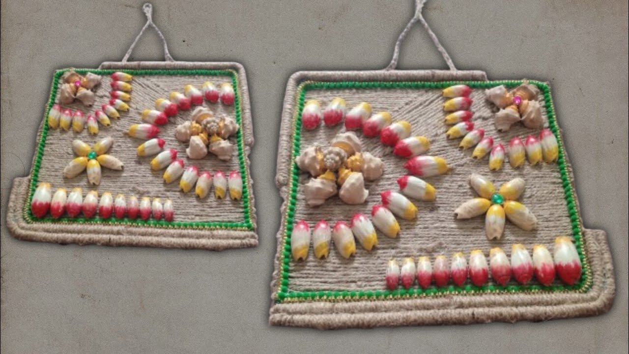 Sea shell's and jute rope beautiful wall decor craft ideas / best of waste craft / Room decor craft