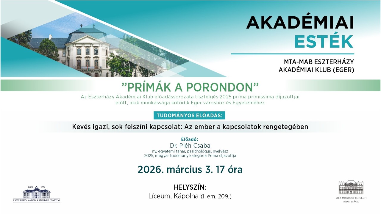 Prímák a Porondon - Az ember a kapcsolatok rengetegében - Dr. Pléh Csaba előadása