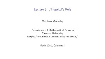 Calculus II, Lecture 8: L