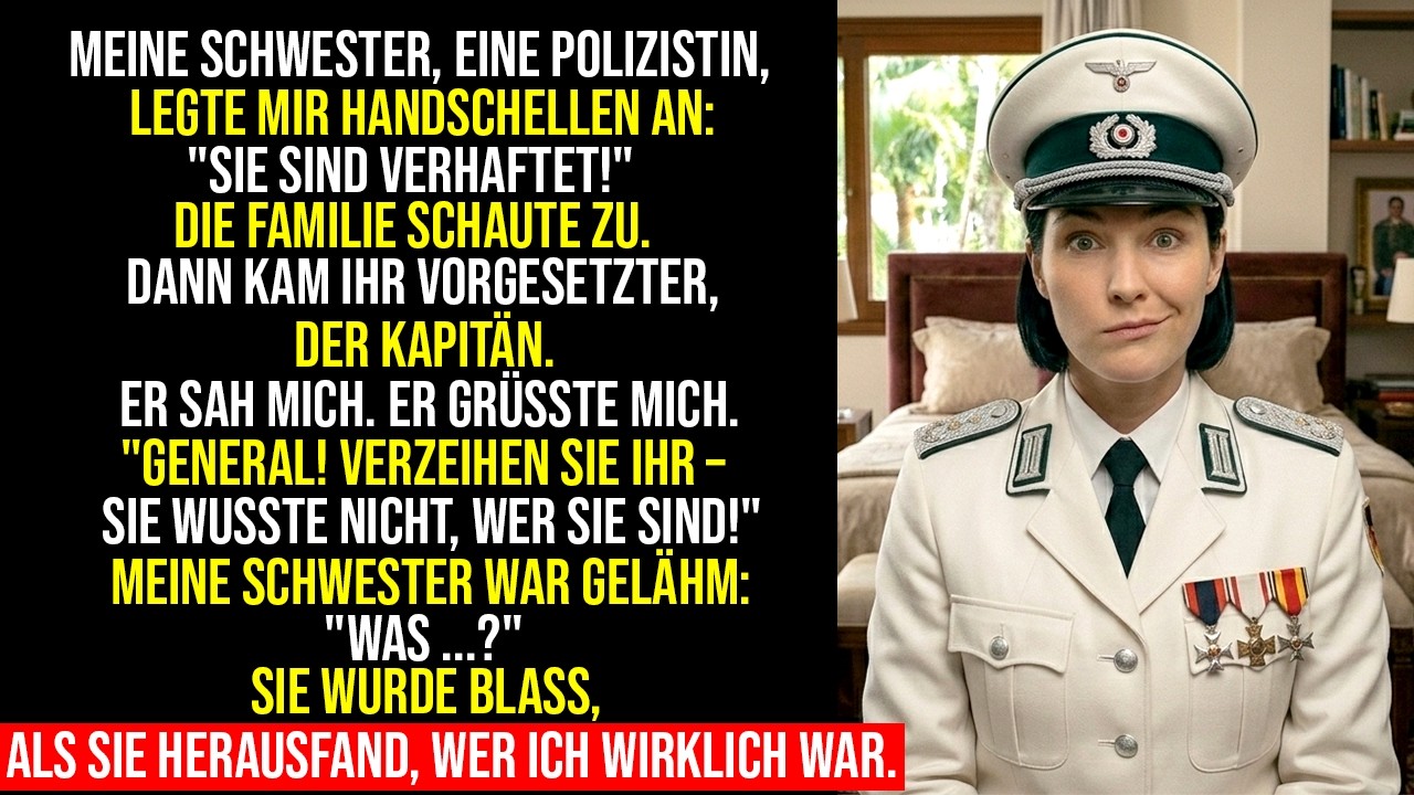 Meine Schwester hat mich beim Familienessen verhaftet – dann salutierte ihr Hauptmann vor mir und...