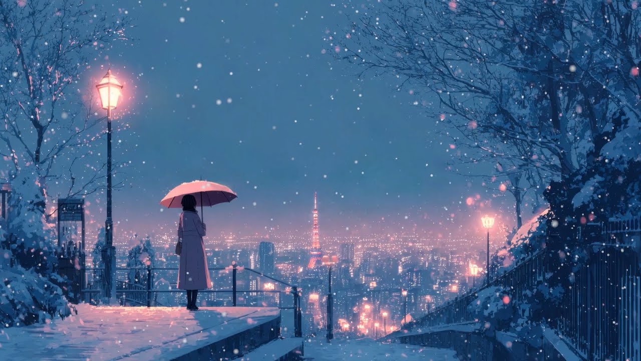 10시간 수면음악「도쿄의 눈내리는 밤」🎵 불면증음악, 힐링음악, 편안한음악 (Snowflake)