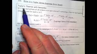 AP Calculus BC 8-7 lesson Error Measurement / Lagrange Error Bound