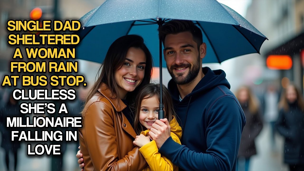 Single Dad Sheltered A Woman From Rain At Bus Stop, Clueless She's A Millionaire Falling In Love