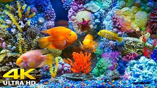 Aquarium 4K VIDEO (ULTRA HD) 🐠 Sea Animals With Relaxing Music - Rare \& Colorful Sea Life Video