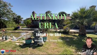 Urla Altınköy Çiftlik Evlerinde Satılık Büyük Bahçeli Tek Katlı Müstakil Villa