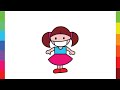 How to draw a GIRL WITH MASK - Easy drawing Videos - Draw with shapes