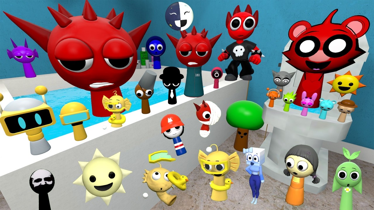 Sprunki Sun Tree BATHROOM VS ALL EVOLUTION OF SPRUNKI FAMILY MR SUN MOON TREE FUN ...