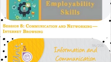 Communication and Networking  Internet Browsing(session 8 :unit 3 ICT) Employability skill  for9th